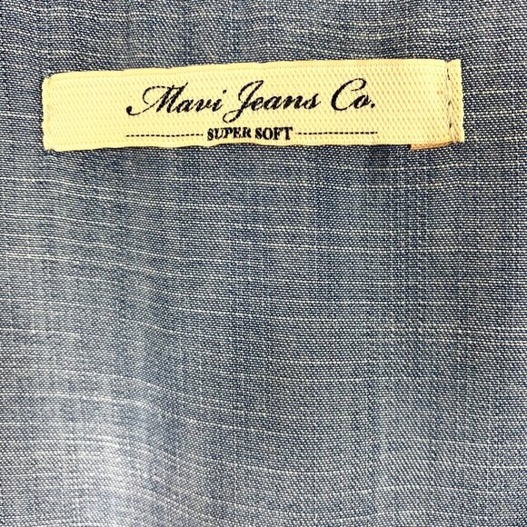 sleeveless Denim Dress - Medium Blue tie waist rounded hem sz small MAVI - Picture 3 of 16